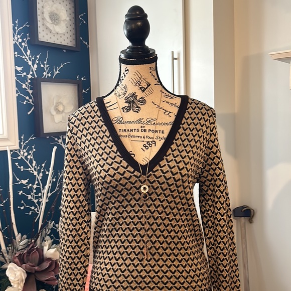 STUNNING ZARA SWEATER dark brown/tan,white with a detailed pattern size M BNWT - Picture 2 of 16